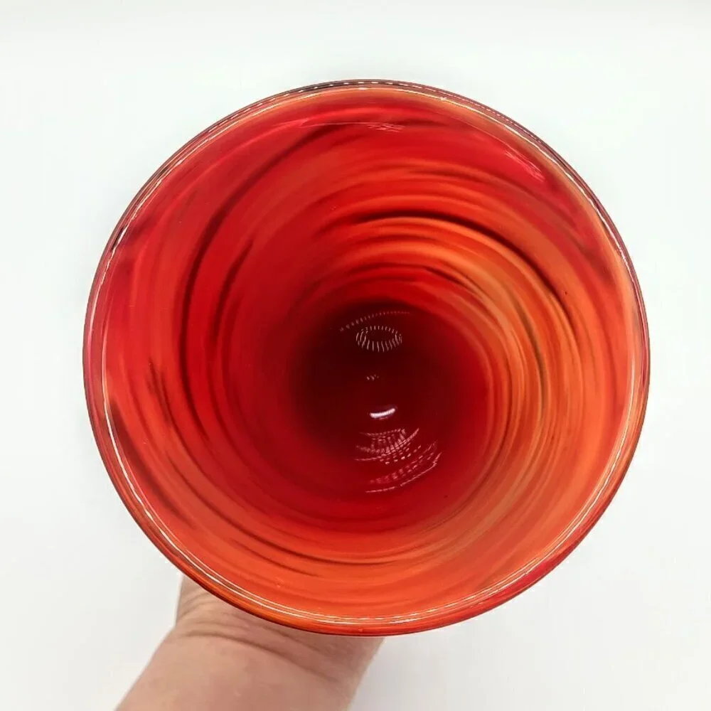 Pier 1 Red Twist Blown Glass Water Goblet